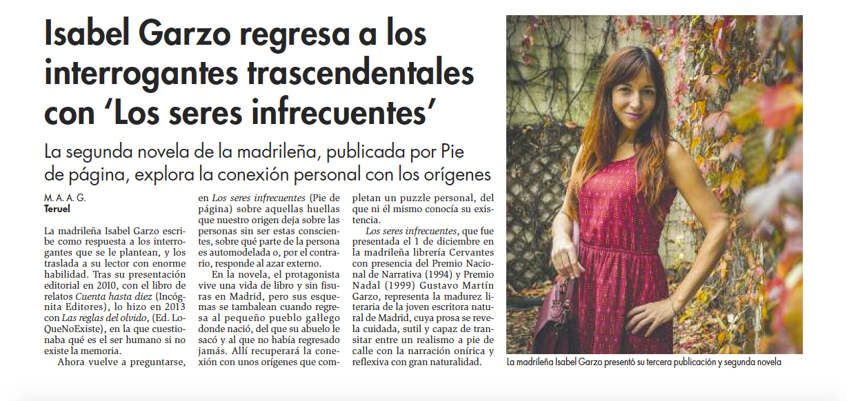 En la edición de papel de El Diario de Teruel (domingo 11/12/16).